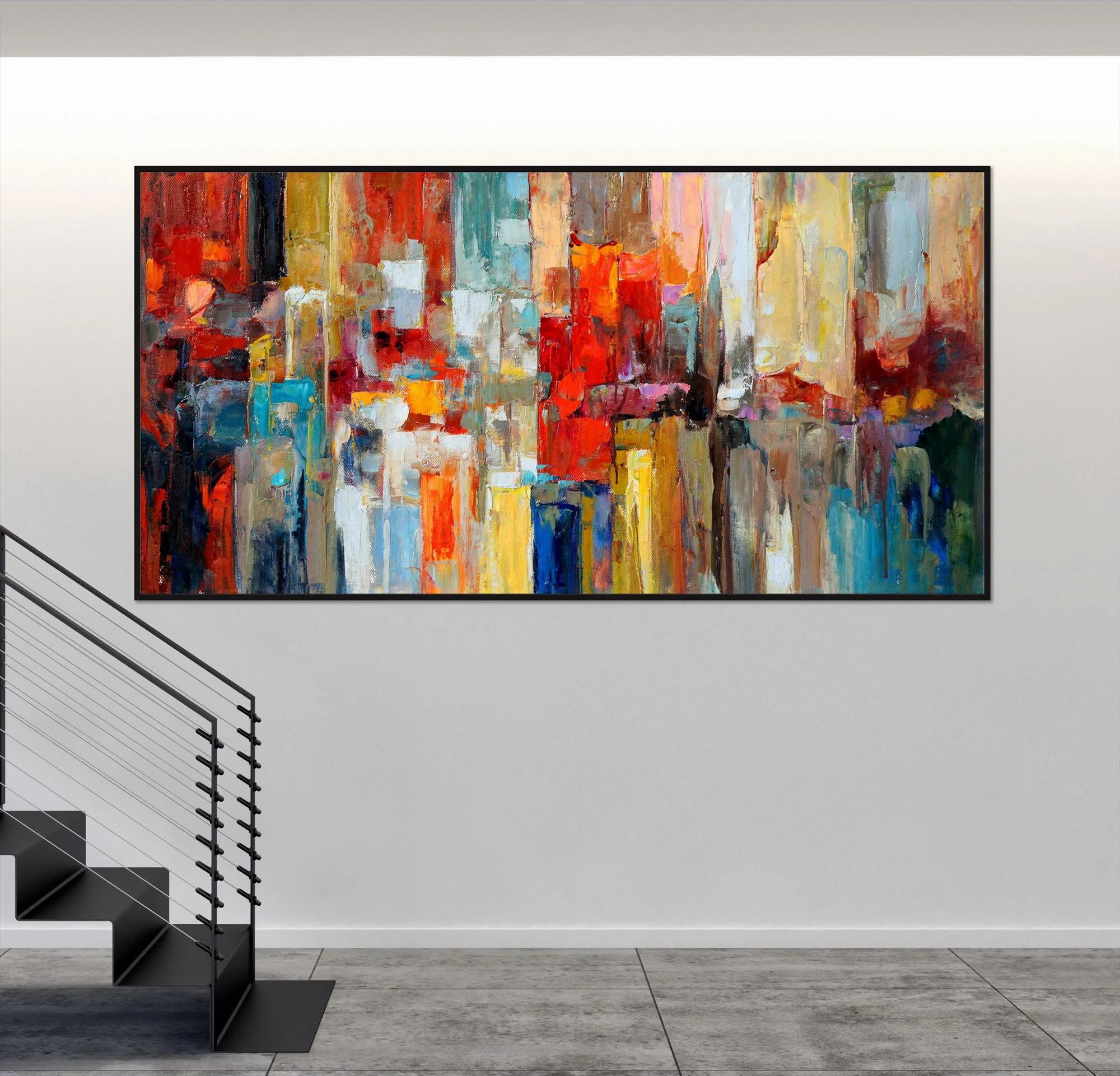 colors 2 abstract by Palette Knife wall art minimalism Oil Paintings